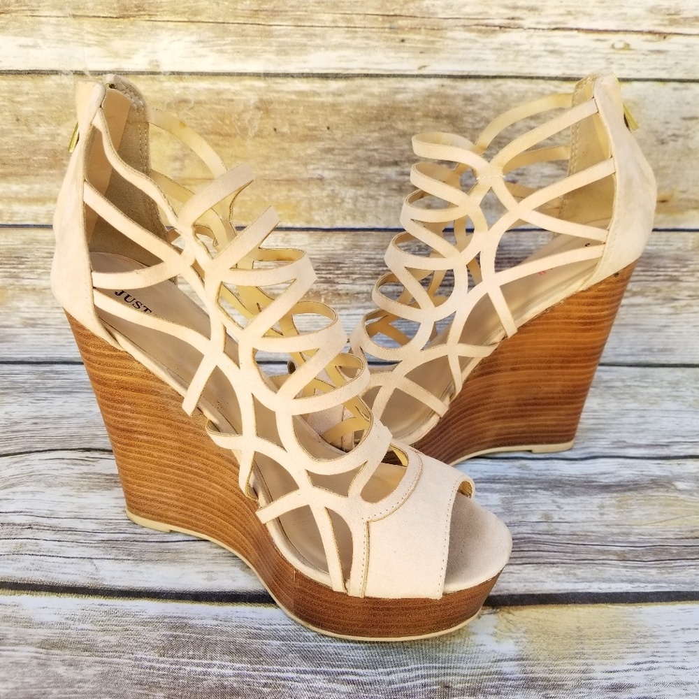 Nude Just Fab wedges shoes